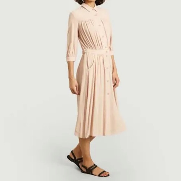 Sessun Jeanette light pink shirt dress button down size L - Picture 3 of 11